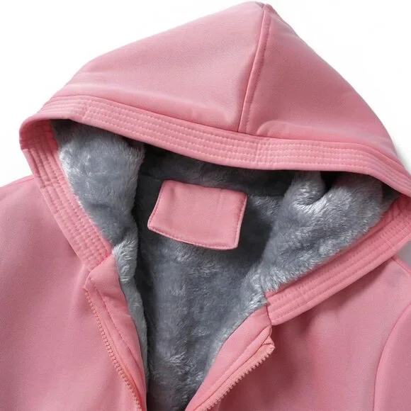 Womens Fashion Fleece Sherpa Lined Hooded Coat Winter Thicken Warm Jacket